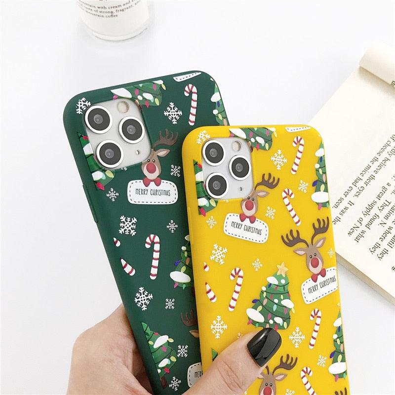 Coque de téléphone de Noël avec un beau Père Noël pour iPhone 13 14 12 11 Pro Max Mini 14Plus Housse souple en silicone Coque de téléphone mobile de Noël en silicone Coque de protection Coque confortable pour iPhone