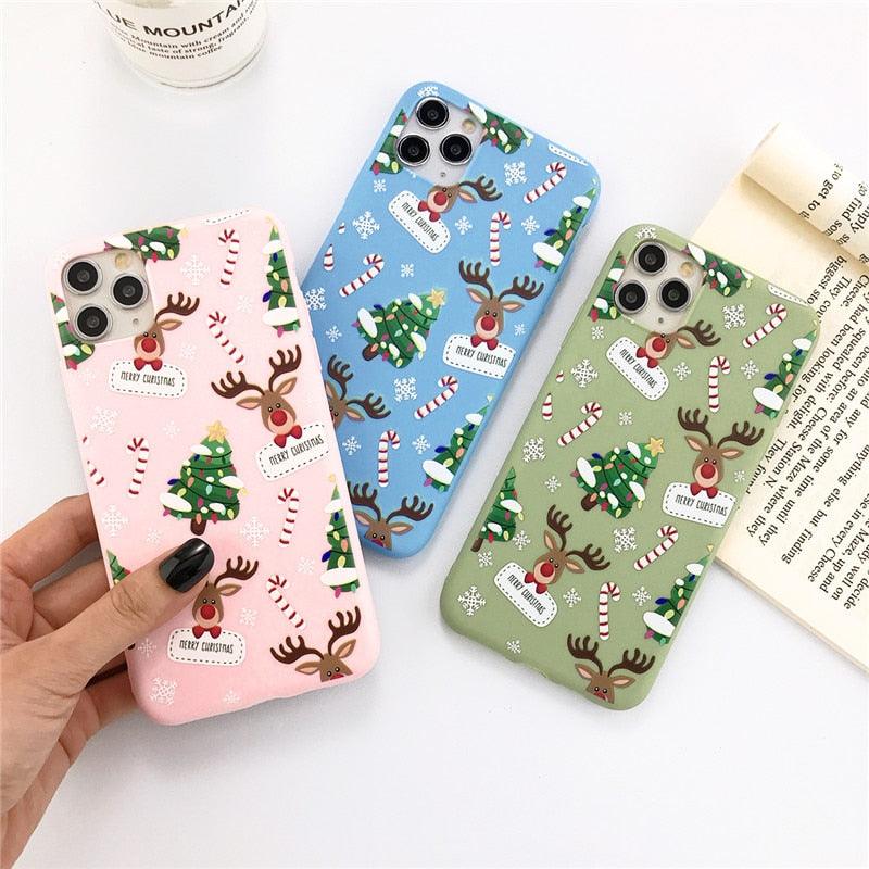 Coque de téléphone de Noël avec un beau Père Noël pour iPhone 13 14 12 11 Pro Max Mini 14Plus Housse souple en silicone Coque de téléphone mobile de Noël en silicone Coque de protection Coque confortable pour iPhone