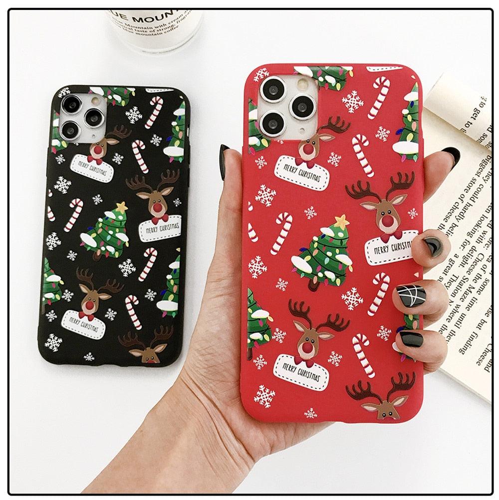 Coque de téléphone de Noël avec un beau Père Noël pour iPhone 13 14 12 11 Pro Max Mini 14Plus Housse souple en silicone Coque de téléphone mobile de Noël en silicone Coque de protection Coque confortable pour iPhone