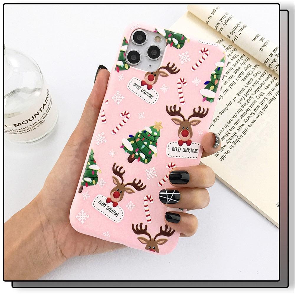 Coque de téléphone de Noël avec un beau Père Noël pour iPhone 13 14 12 11 Pro Max Mini 14Plus Housse souple en silicone Coque de téléphone mobile de Noël en silicone Coque de protection Coque confortable pour iPhone