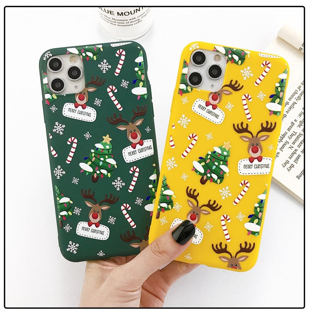 Coque de téléphone de Noël avec un beau Père Noël pour iPhone 13 14 12 11 Pro Max Mini 14Plus Housse souple en silicone Coque de téléphone mobile de Noël en silicone Coque de protection Coque confortable pour iPhone
