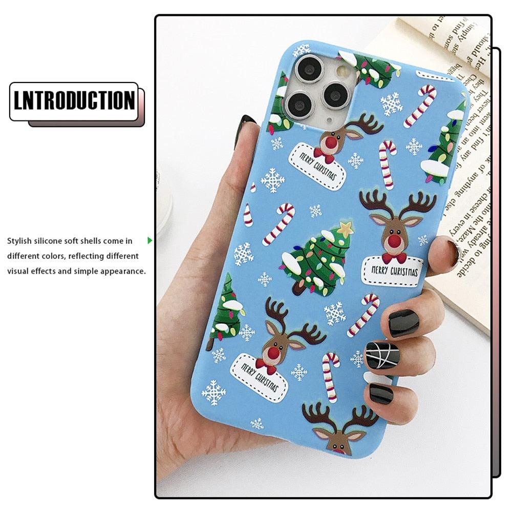 Coque de téléphone de Noël avec un beau Père Noël pour iPhone 13 14 12 11 Pro Max Mini 14Plus Housse souple en silicone Coque de téléphone mobile de Noël en silicone Coque de protection Coque confortable pour iPhone