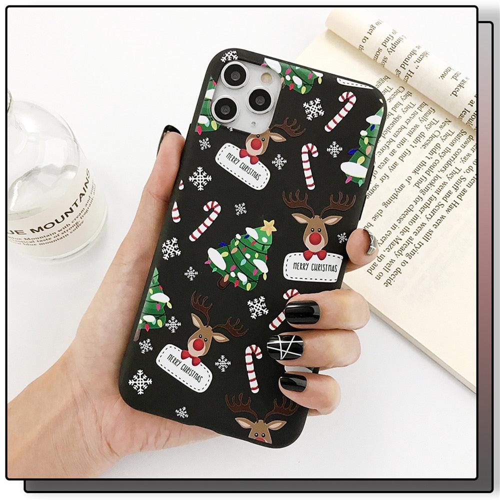 Coque de téléphone de Noël avec un beau Père Noël pour iPhone 13 14 12 11 Pro Max Mini 14Plus Housse souple en silicone Coque de téléphone mobile de Noël en silicone Coque de protection Coque confortable pour iPhone