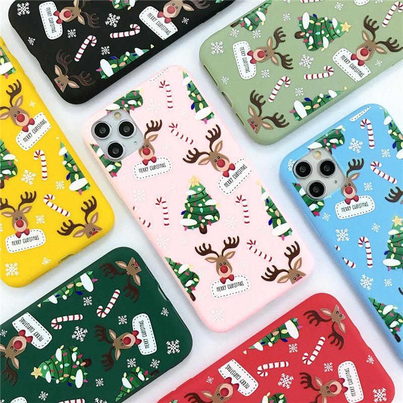 Coque de téléphone de Noël avec un beau Père Noël pour iPhone 13 14 12 11 Pro Max Mini 14Plus Housse souple en silicone Coque de téléphone mobile de Noël en silicone Coque de protection Coque confortable pour iPhone