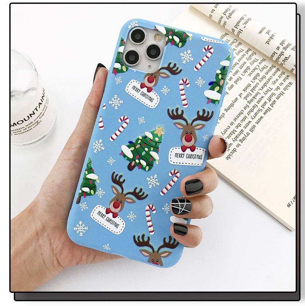 Coque de téléphone de Noël avec un beau Père Noël pour iPhone 13 14 12 11 Pro Max Mini 14Plus Housse souple en silicone Coque de téléphone mobile de Noël en silicone Coque de protection Coque confortable pour iPhone