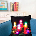 Housse de coussin de Noël LED Housse de coussin lumineuse Housse de coussin de canapé de Noël rustique Décorations de Noël Housse de coussin d'hiver lumineuse Housse de coussins doux Housse de coussin Père Noël 45x45CM