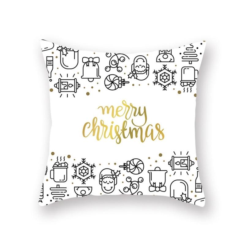 Décorations de Noël Flocon de neige Père Noël Joyeux Noël Housse de coussin Taie d'oreiller Noël Vacances Canapé Oreillers Décorations de Noël rustiques Taie d'oreiller d'hiver pour Salon Maison Bonne Année