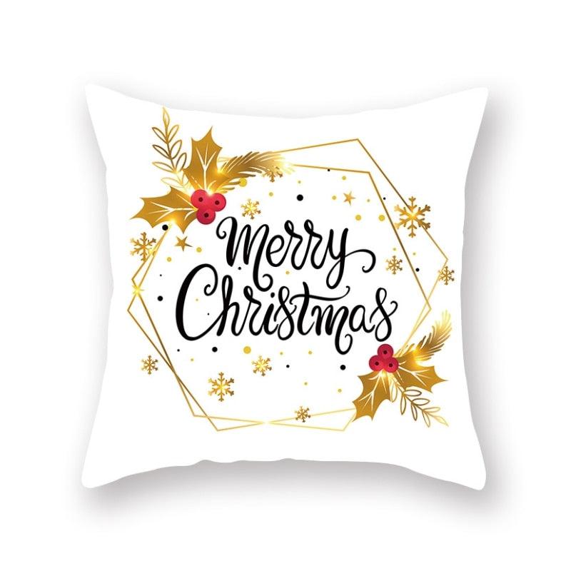 Décorations de Noël Flocon de neige Père Noël Joyeux Noël Housse de coussin Taie d'oreiller Noël Vacances Canapé Oreillers Décorations de Noël rustiques Taie d'oreiller d'hiver pour Salon Maison Bonne Année