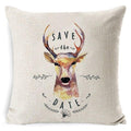 Housse de coussin de Noël cerf en peluche douce motif cerf Housse de coussin décorative animal en coton et lin pour canapé lit maison bureau Housse de coussin de Noël 45x45CM