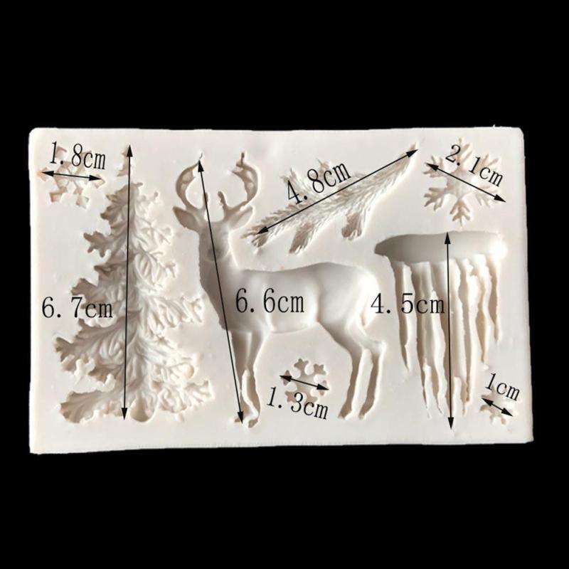 Moule en silicone Cerf de Noël Flocon de neige Bonbons Chocolat Moules Outils de décoration de gâteaux Moules de cuisson de cuisine Moule en silicone sur le thème de Noël Flocon de neige Arbre Cerf Dessert Moule à glaçons Bonbons Chocolat