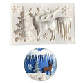 Moule en silicone Cerf de Noël Flocon de neige Bonbons Chocolat Moules Outils de décoration de gâteaux Moules de cuisson de cuisine Moule en silicone sur le thème de Noël Flocon de neige Arbre Cerf Dessert Moule à glaçons Bonbons Chocolat