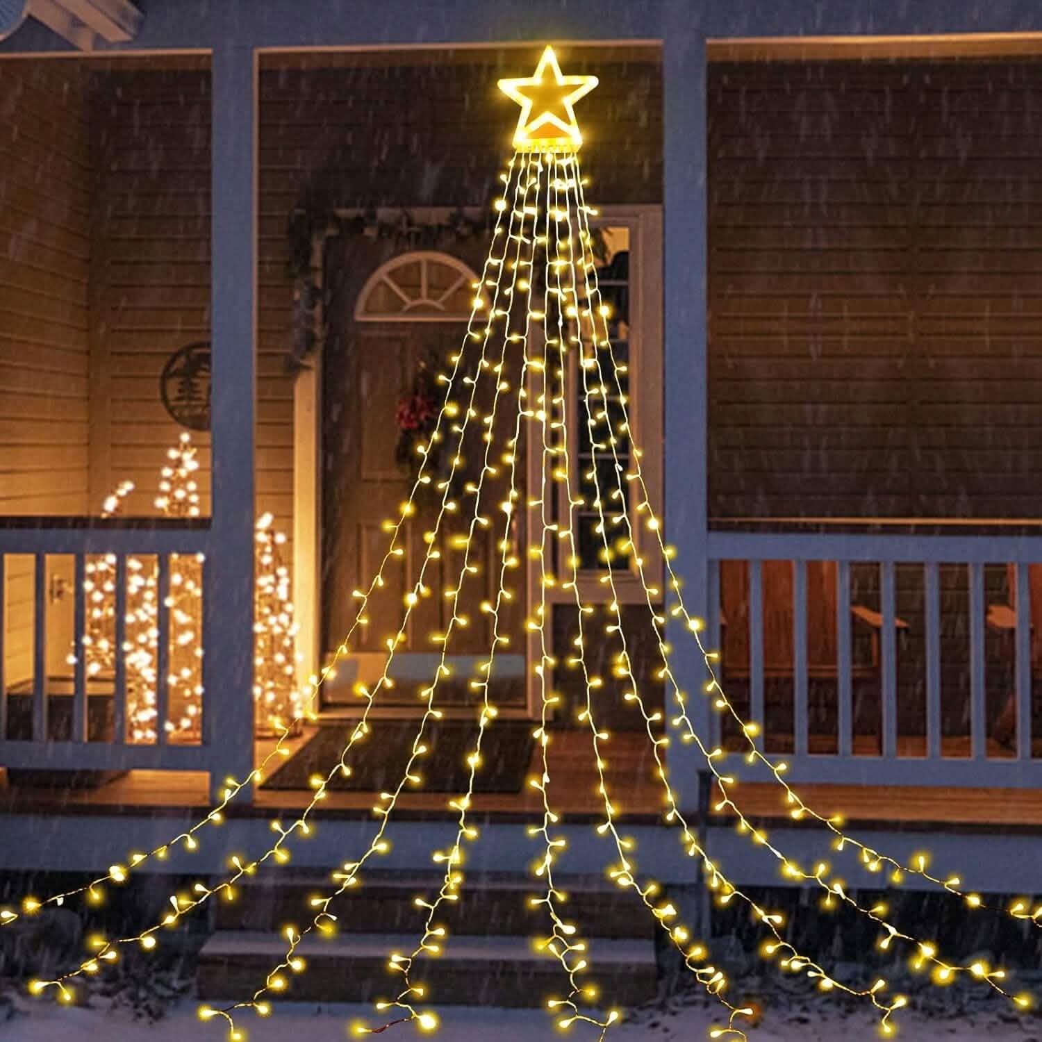 Guirlande lumineuse de Noël cascade avec étoile de cime