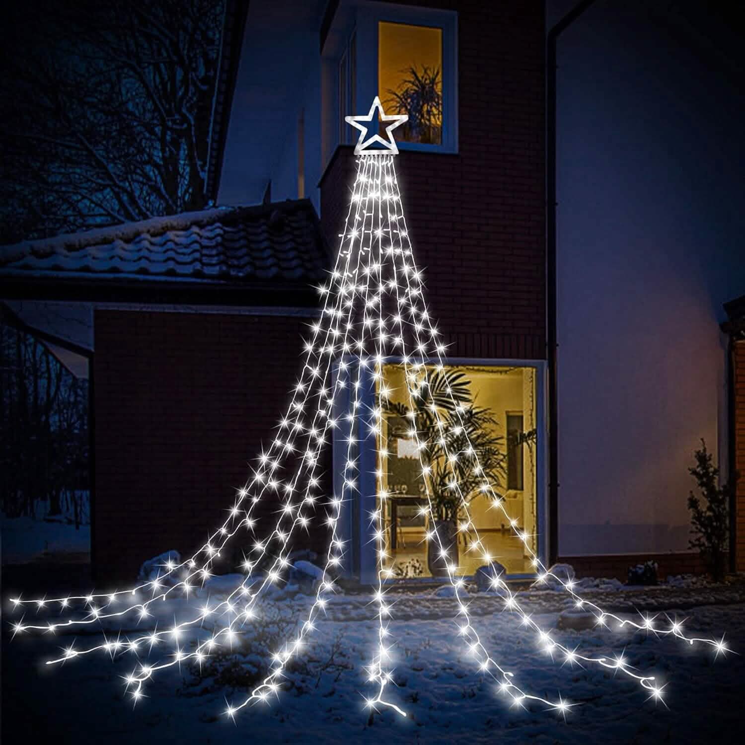 Guirlande lumineuse de Noël cascade avec étoile de cime