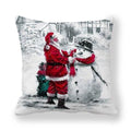 Taie d'oreiller de Noël Décoration de vacances Housses de coussin de Père Noël Housse de coussin de canapé de Noël Housse de coussin de maison Impression bonhomme de neige de Noël Lettre 45x45CM
