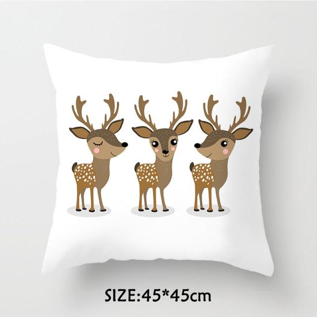 Housse de Coussin de Noël Arbre Père Noël Housse de Coussin Décorative Père Noël Noël Taie d'Oreiller Décorative en Coton Lin Carrée Housse de Coussin