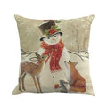 Housses de coussin de Noël pour canapé-lit, décoration d'intérieur, taies d'oreiller décoratives de Noël, en coton et lin, motif bonhomme de neige, loup et cerf pour la maison