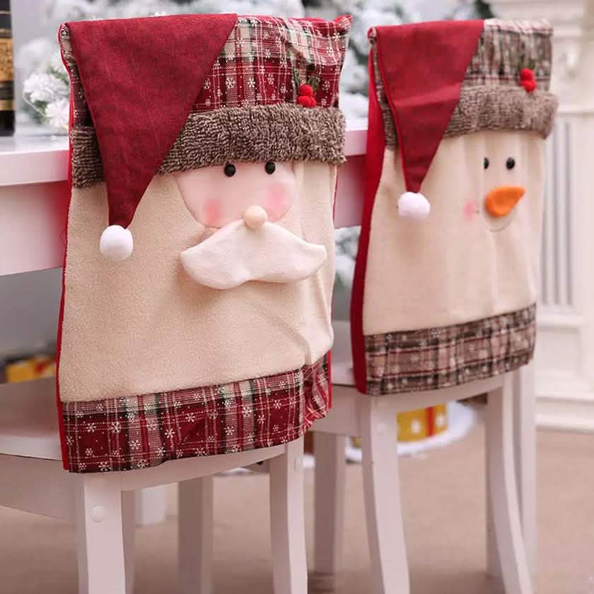 Housse de chaise Noël Père Noël Bonhomme de neige