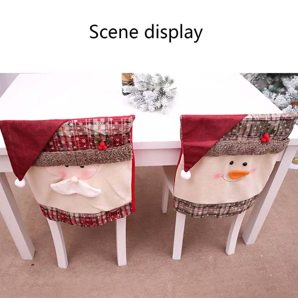Housse de chaise Noël Père Noël Bonhomme de neige