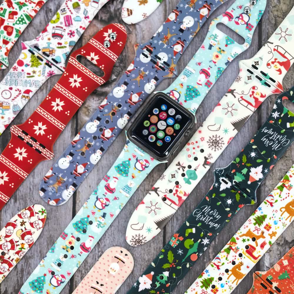 Bracelets de Noël en silicone pour Apple Watch