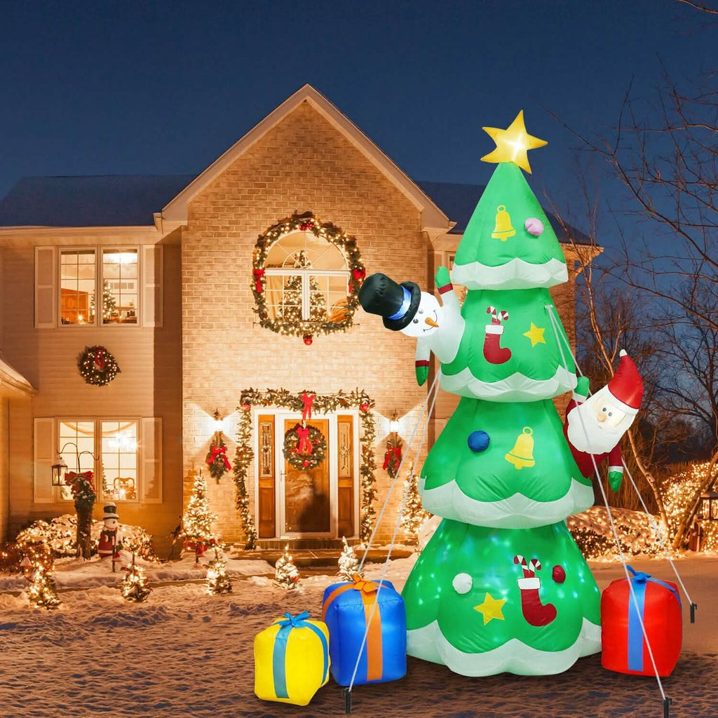 Décoration gonflable de sapin de Noël avec lumière LED et souffleur d'air intégré