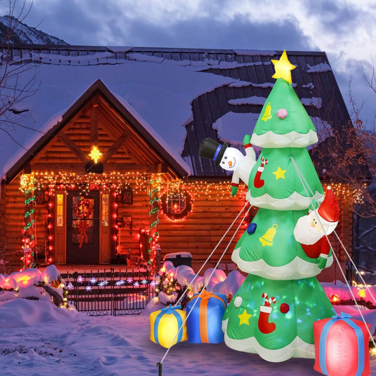Décoration gonflable de sapin de Noël avec lumière LED et souffleur d'air intégré