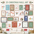25 impressions d'art mural de Noël – Ensemble de cadres de vacances à imprimer – Téléchargement instantané PDF – Lot de décorations festives pour la maison