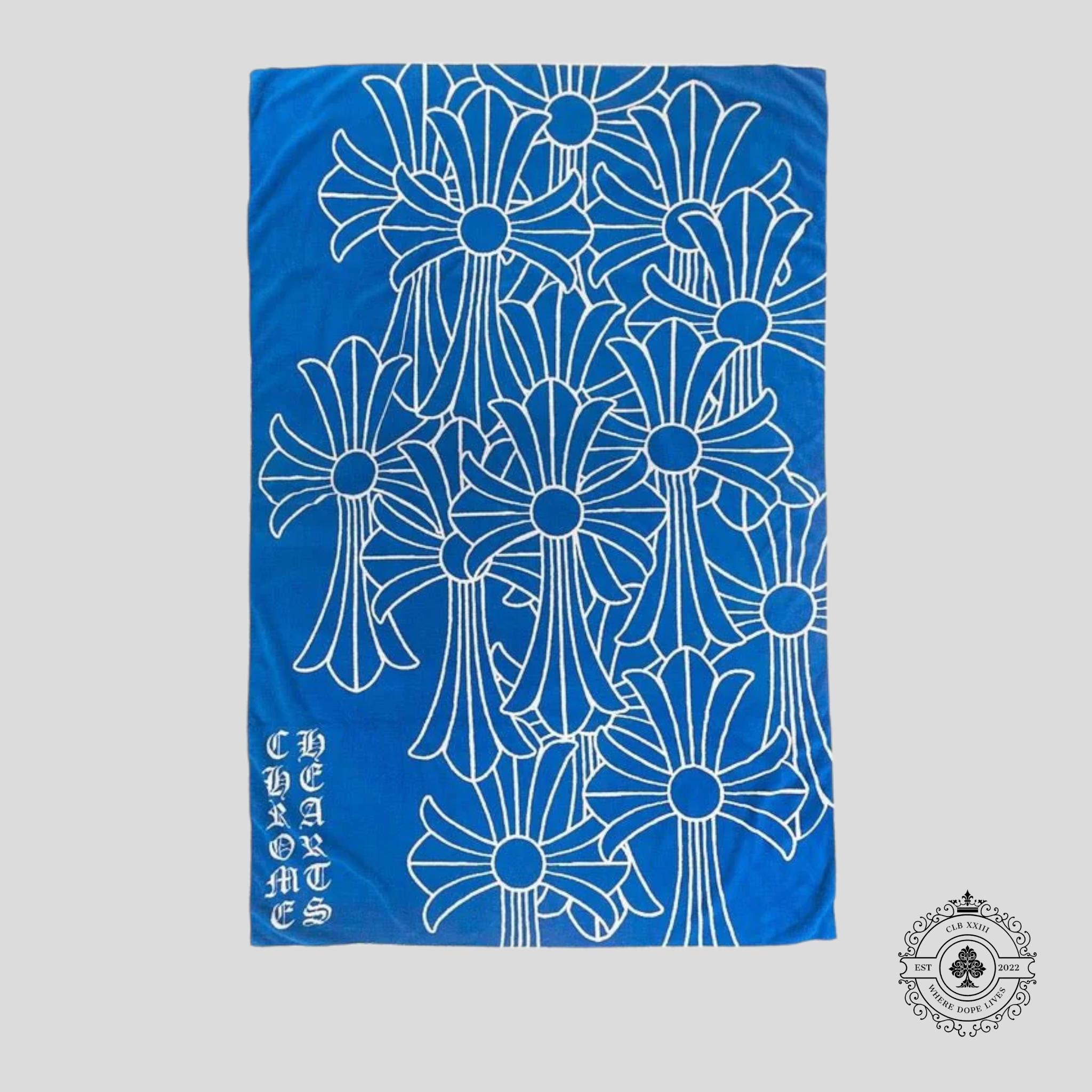 Serviette de plage Chrome Hearts Cross Logo bleue