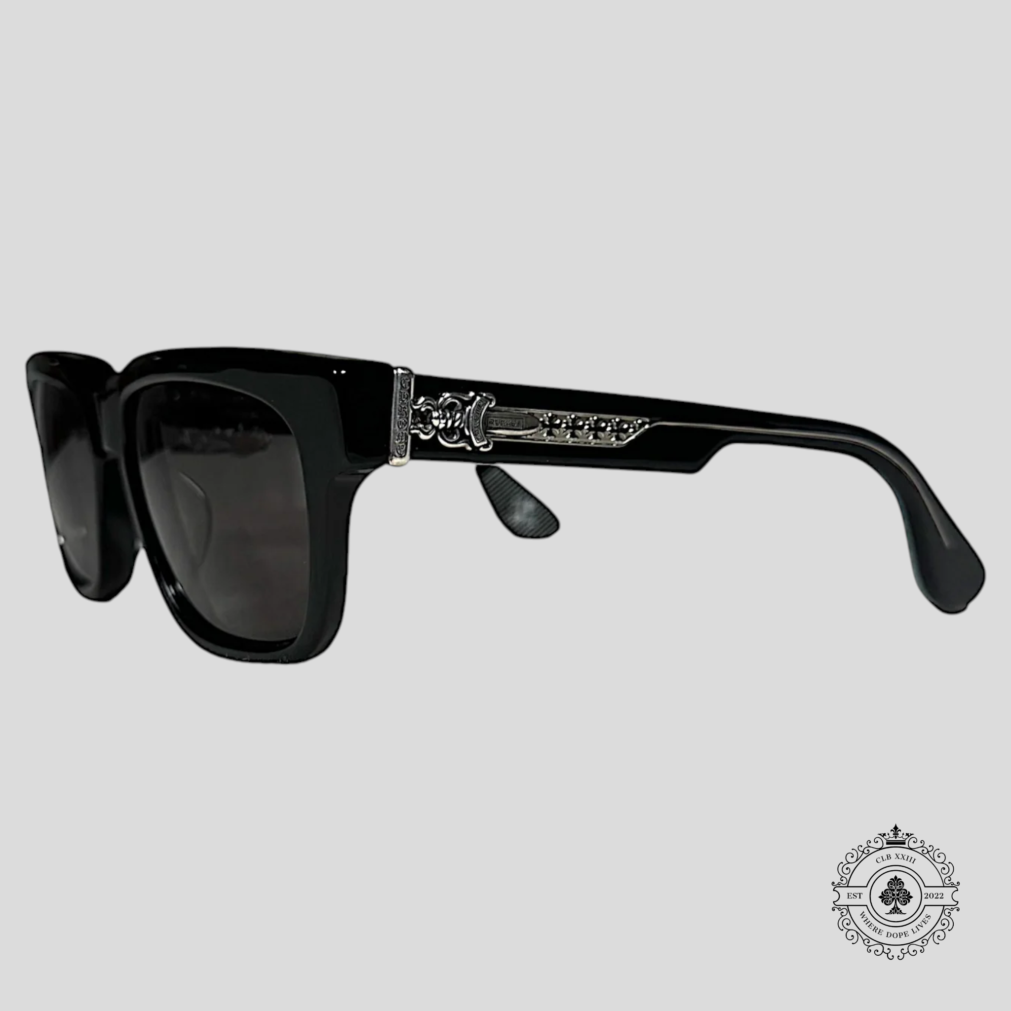 Lunettes de soleil Chrome Hearts Box Officer, noir mat/canon de fusil