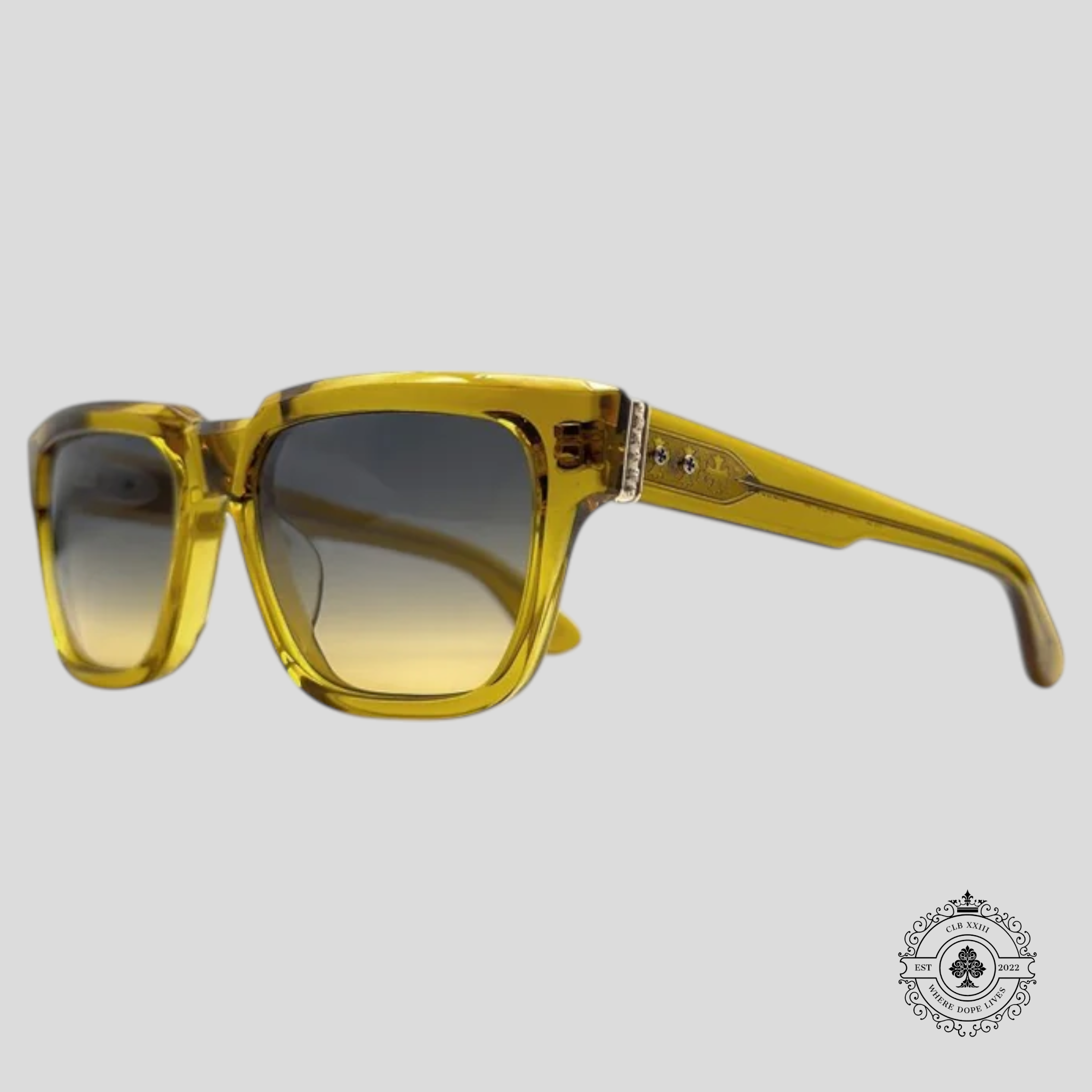 Lunettes de soleil Chrome Hearts Box Officer jaunes Malt