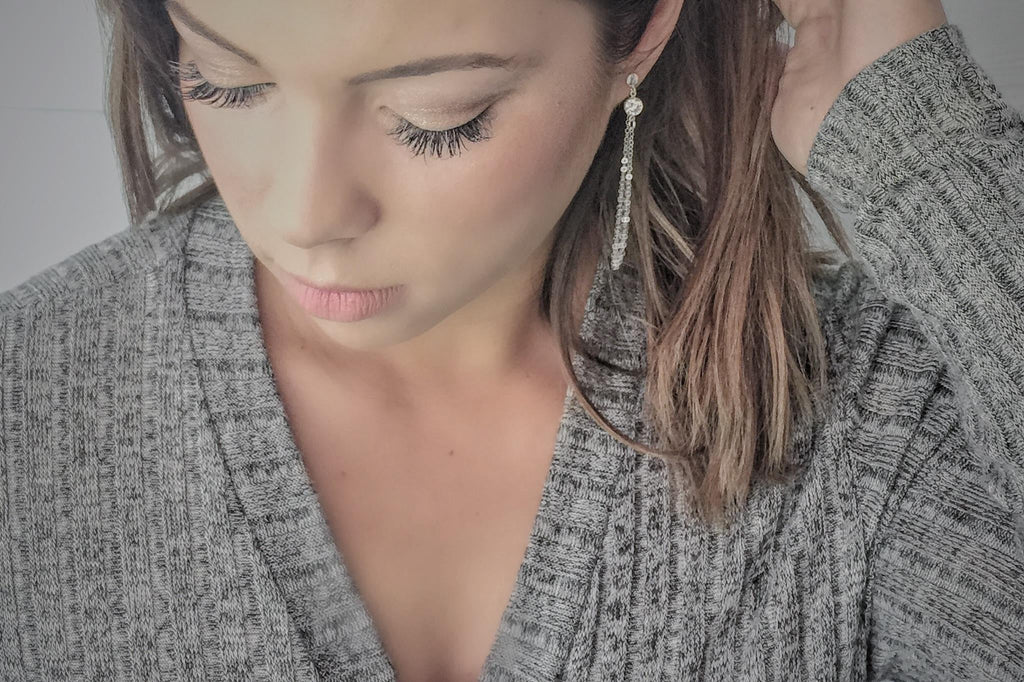 Boucles d'oreilles pendantes en argent sterling avec zircon cubique – Boucles d'oreilles modernes à maillons entrelacés