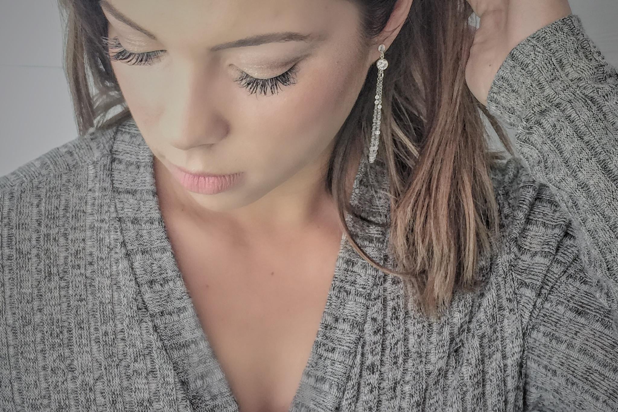 Boucles d'oreilles pendantes en argent sterling avec zircon cubique – Boucles d'oreilles modernes à maillons entrelacés
