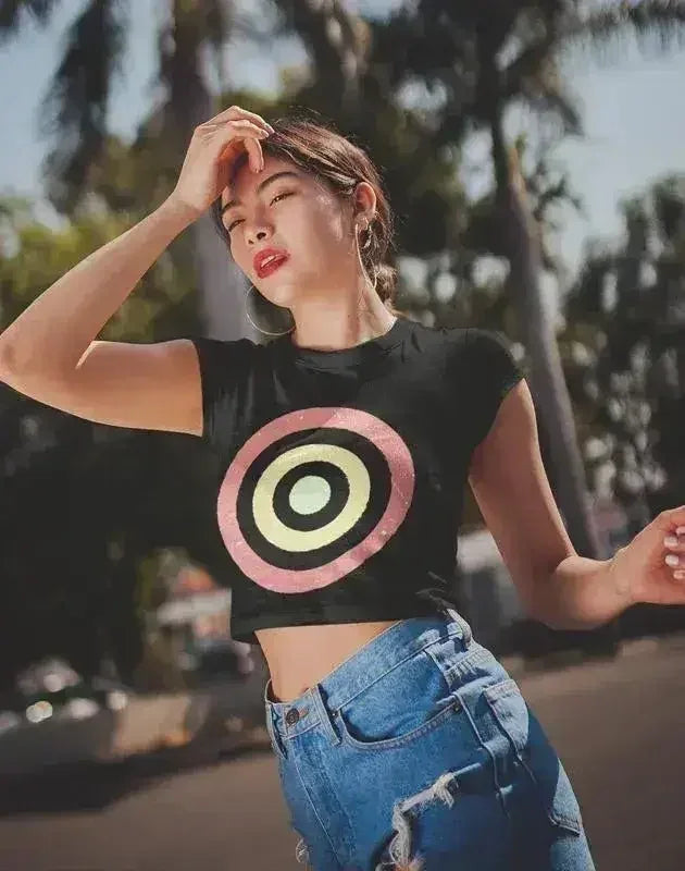Haut court à motifs de cercles pour femme