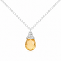 Citrine Gemstone - November Birthstone - Sterling Silver Necklace