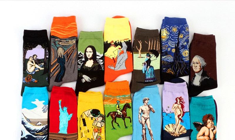 Chaussettes Femme Homme Peinture À L'Huile Célèbre Motif Mural Van Gogh Rétro Personnalité Artistique Hiver Automne Classique