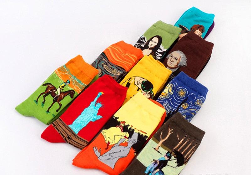Chaussettes Femme Homme Peinture À L'Huile Célèbre Motif Mural Van Gogh Rétro Personnalité Artistique Hiver Automne Classique