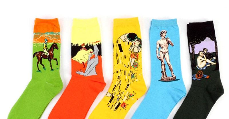 Chaussettes Femme Homme Peinture À L'Huile Célèbre Motif Mural Van Gogh Rétro Personnalité Artistique Hiver Automne Classique