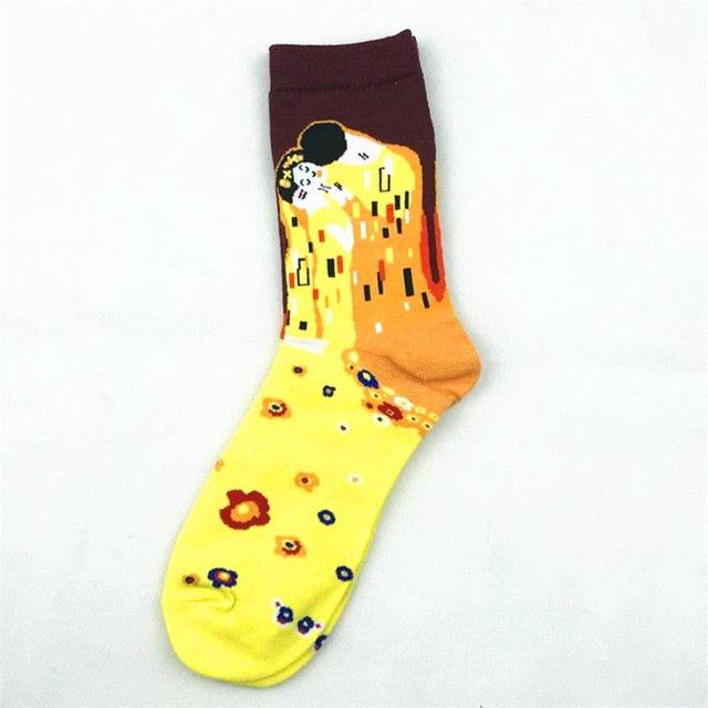 Chaussettes Femme Homme Peinture À L'Huile Célèbre Motif Mural Van Gogh Rétro Personnalité Artistique Hiver Automne Classique