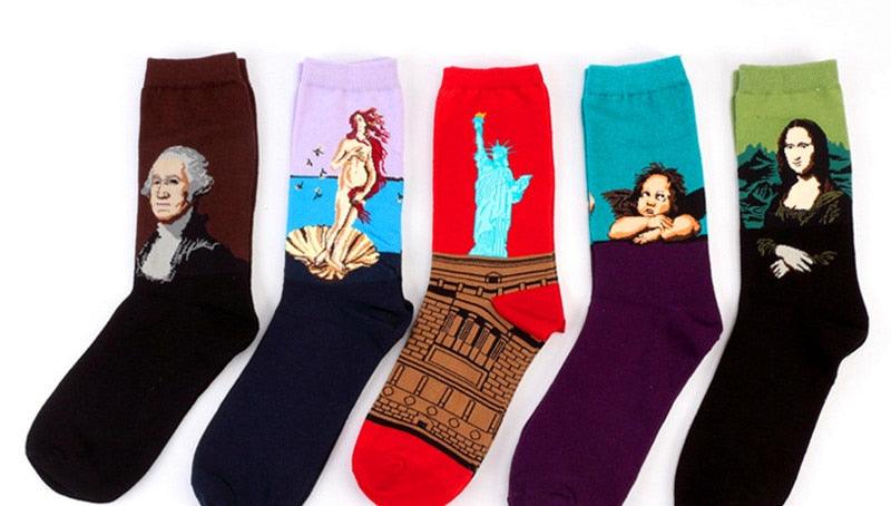 Chaussettes Femme Homme Peinture À L'Huile Célèbre Motif Mural Van Gogh Rétro Personnalité Artistique Hiver Automne Classique