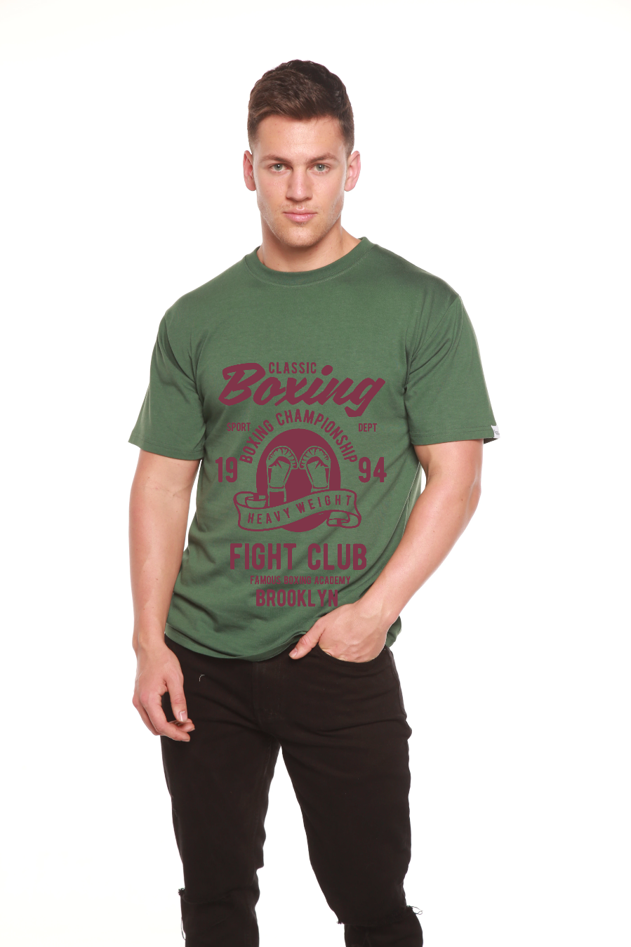 T-shirt graphique classique de boxe pour homme en bambou, viscose et coton biologique à manches courtes