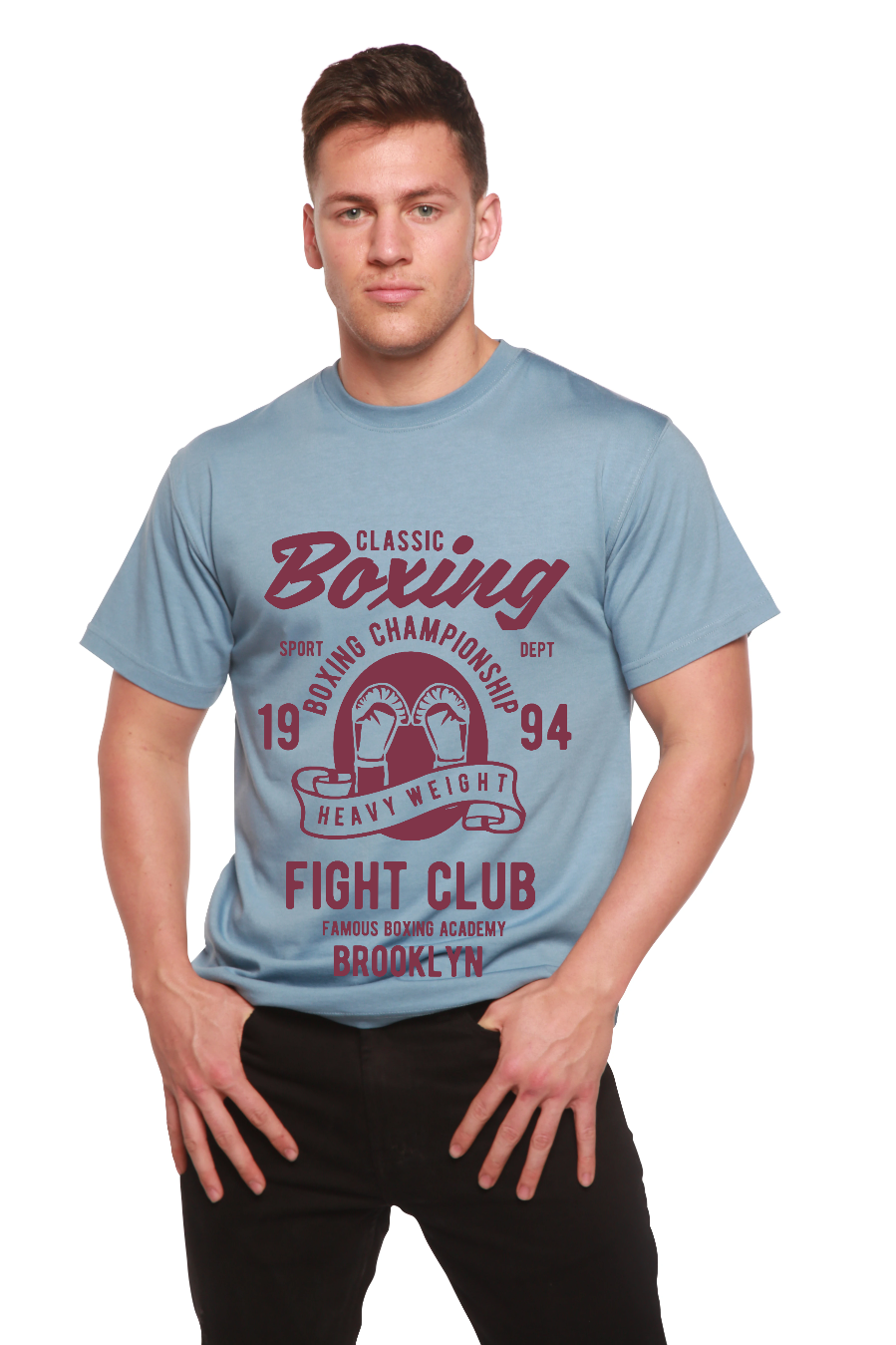 T-shirt graphique classique de boxe pour homme en bambou, viscose et coton biologique à manches courtes