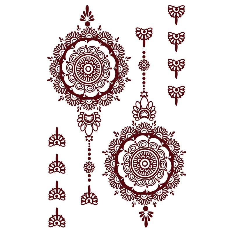 Tatouage temporaire classique marron et noir pour mains et corps autocollants tatouages de luxe noirs pour femmes filles