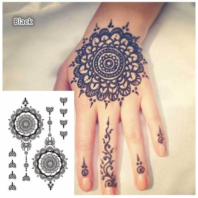 Tatouage temporaire classique marron et noir pour mains et corps autocollants tatouages de luxe noirs pour femmes filles