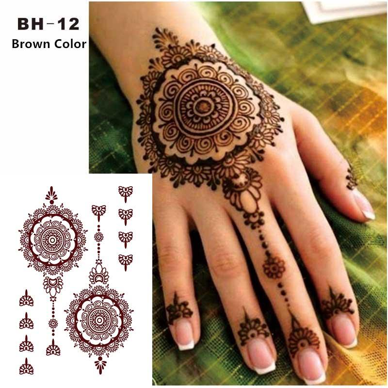 Tatouage temporaire classique marron et noir pour mains et corps autocollants tatouages de luxe noirs pour femmes filles