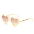Lunettes de Soleil Cœur Classiques à la Mode pour Enfants, Design Fleur Personnalisé, Adorables, Bloquent 90% des Rayons UVB et UVA, Forme Cœur Surdimensionnée