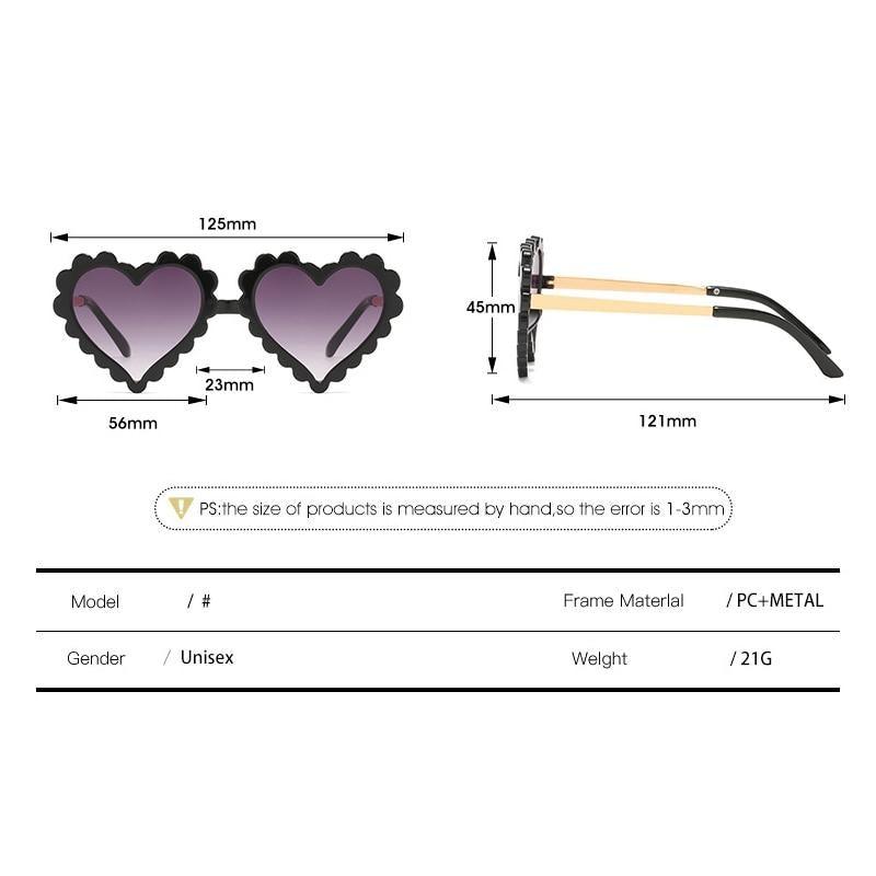 Lunettes de Soleil Cœur Classiques à la Mode pour Enfants, Design Fleur Personnalisé, Adorables, Bloquent 90% des Rayons UVB et UVA, Forme Cœur Surdimensionnée