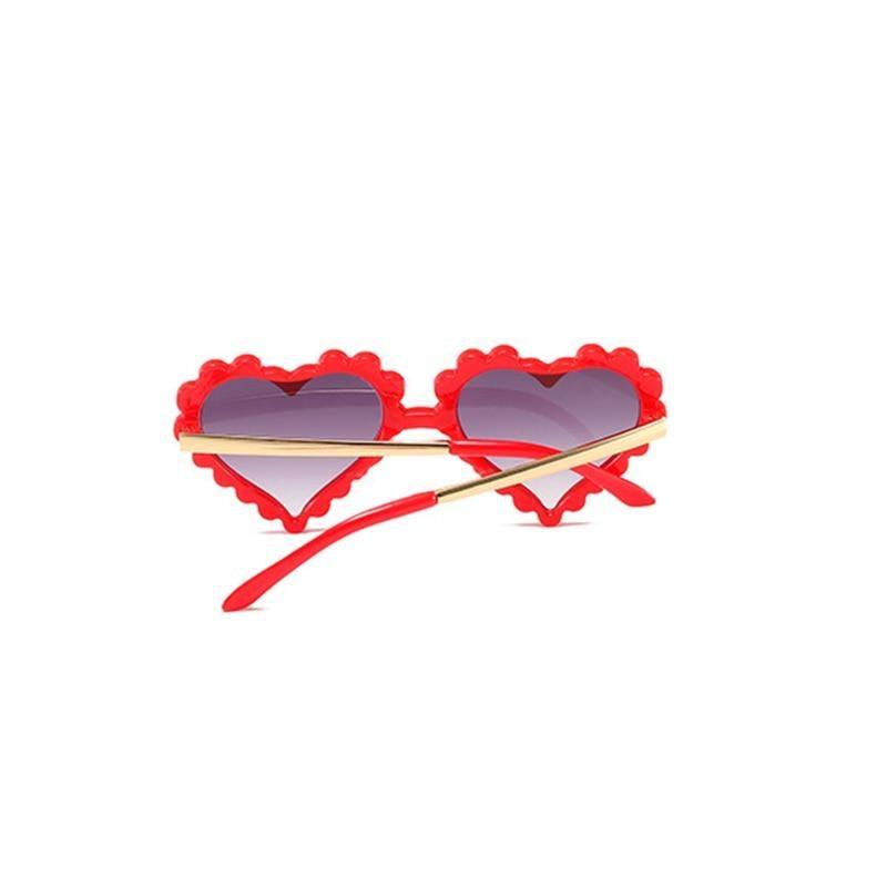 Lunettes de Soleil Cœur Classiques à la Mode pour Enfants, Design Fleur Personnalisé, Adorables, Bloquent 90% des Rayons UVB et UVA, Forme Cœur Surdimensionnée