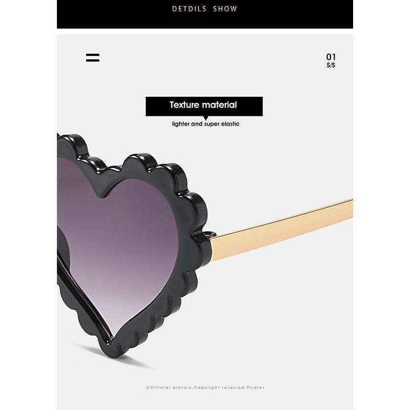 Lunettes de Soleil Cœur Classiques à la Mode pour Enfants, Design Fleur Personnalisé, Adorables, Bloquent 90% des Rayons UVB et UVA, Forme Cœur Surdimensionnée