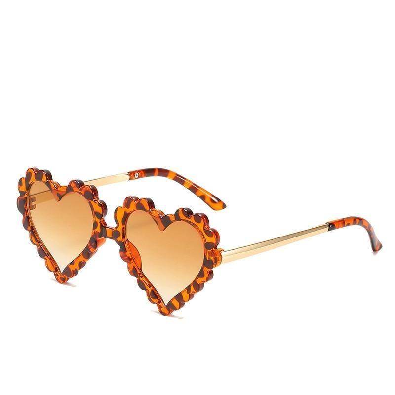 Lunettes de Soleil Cœur Classiques à la Mode pour Enfants, Design Fleur Personnalisé, Adorables, Bloquent 90% des Rayons UVB et UVA, Forme Cœur Surdimensionnée