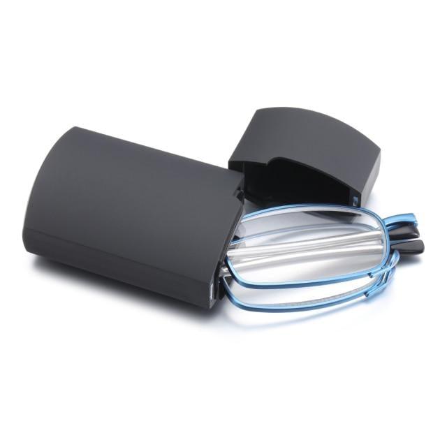 Lunettes de lecture pliables classiques et stylées avec étui pour hommes et femmes, lunettes à rotation télescopique, étui à lunettes inclus, lunettes de lecture anti-lumière bleue pliables, petites lunettes de lecture pliables pour hommes et femmes