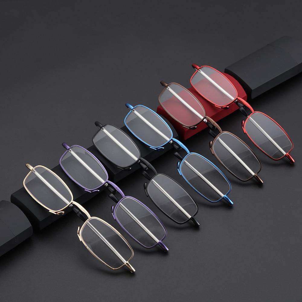 Lunettes de lecture pliables classiques et stylées avec étui pour hommes et femmes, lunettes à rotation télescopique, étui à lunettes inclus, lunettes de lecture anti-lumière bleue pliables, petites lunettes de lecture pliables pour hommes et femmes